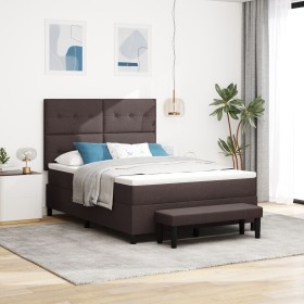 Cama con Box Spring con Colchón y Bancó Marrón Oscuro 140x200 cm Tela de , Camas y somieres - Ref: Foro24-3344075, Precio: 54...