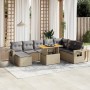 Set de sofás de jardín 9 pzas con cojines ratán sintético beige en Conjuntos de jardín | Comprar online en Foru.es
