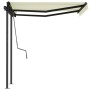 Toldo manual retráctil con postes crema 3x2,5 m de vidaXL, Toldos - Ref: Foro24-3070097, Precio: 353,43 €, Descuento: %