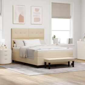 Cama con Base de Resortes con Colchón y Banco Crema 140x200 cm Tela de , Camas y somieres - Ref: Foro24-3344077, Precio: 560,...
