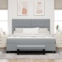 Cama de muelles con colchón y banco gris claro 180x200 cm tela de , Camas y somieres - Ref: Foro24-3344086, Precio: 657,10 €,...