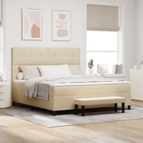 Cama Box Spring con Colchón y Banco Color Crema 180x200 cm Tela de , Camas y somieres - Ref: Foro24-3344091, Precio: 679,29 €...