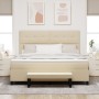 Cama Box Spring con Colchón y Banco Color Crema 180x200 cm Tela de , Camas y somieres - Ref: Foro24-3344091, Precio: 679,29 €...