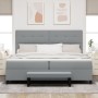 Cama con Muelles, Colchón y Banco Gris Claro 200x200 cm Tela de , Camas y somieres - Ref: Foro24-3344093, Precio: 844,68 €, D...