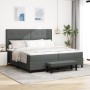 Cama con somier de con colchón y banco gris oscuro 200x200 cm tela de , Camas y somieres - Ref: Foro24-3344094, Precio: 758,4...