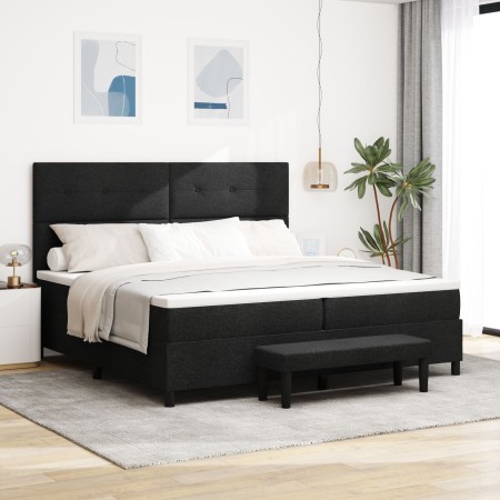 Cama con Base y Colchón Negra 200x200 cm Tela de , Camas y somieres - Ref: Foro24-3344095, Precio: 770,62 €, Descuento: %