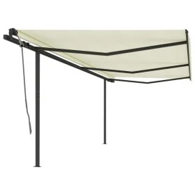 Toldo retráctil automático con postes crema 6x3 m de vidaXL, Toldos - Ref: Foro24-3070207, Precio: 693,51 €, Descuento: %