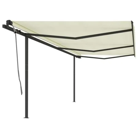 Toldo retráctil automático con postes crema 6x3 m de vidaXL, Toldos - Ref: Foro24-3070207, Precio: 693,51 €, Descuento: %
