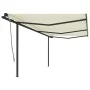 Toldo retráctil automático con postes crema 6x3 m de vidaXL, Toldos - Ref: Foro24-3070207, Precio: 693,51 €, Descuento: %