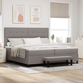 Cama con Box Spring con Colchón y Banco Taupe 200x200 cm Tela de , Camas y somieres - Ref: Foro24-3344097, Precio: 831,63 €, ...