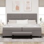 Cama con Box Spring con Colchón y Banco Taupe 200x200 cm Tela de , Camas y somieres - Ref: Foro24-3344097, Precio: 831,63 €, ...