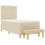 Cama de muelles y banco crema 100x200 cm tela de , Camas y somieres - Ref: Foro24-3344203, Precio: 376,88 €, Descuento: %