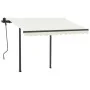 Toldo automático retráctil con postes color crema 3x2,5 m de vidaXL, Toldos - Ref: Foro24-3070107, Precio: 409,33 €, Descuent...