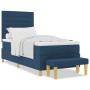 Cama con base de resortes con colchón y banco azul 100x200 cm tela de , Camas y somieres - Ref: Foro24-3344204, Precio: 382,6...