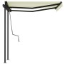 Toldo automático retráctil con postes color crema 3x2,5 m de vidaXL, Toldos - Ref: Foro24-3070107, Precio: 441,14 €, Descuent...