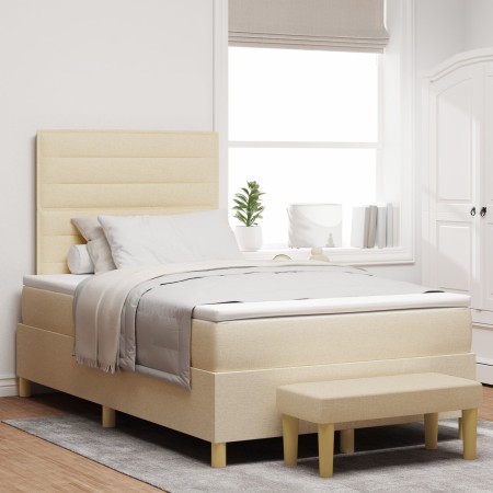 Cama de Somier con Colchón y Banco Crema 120x200 cm Tela de , Camas y somieres - Ref: Foro24-3344217, Precio: 460,37 €, Descu...