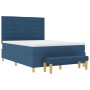 Cama con Base de Muelles con Colchón y Banco Azul 140x190 cm Tela de , Camas y somieres - Ref: Foro24-3344225, Precio: 565,34...