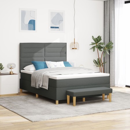 Cama con Base con Colchón y Banco Gris Oscuro 140x200 cm Tela de , Camas y somieres - Ref: Foro24-3344227, Precio: 545,78 €, ...