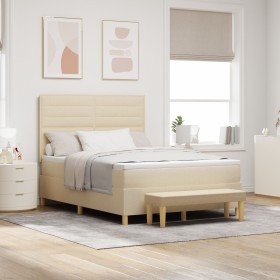 Cama con Base con Colchón y Banco Crema 140x200 cm Tela de , Camas y somieres - Ref: Foro24-3344231, Precio: 581,13 €, Descue...