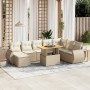 Set de sofás de jardín 9 pzas con cojines ratán sintético beige en Conjuntos de jardín | Comprar online en Foru.es