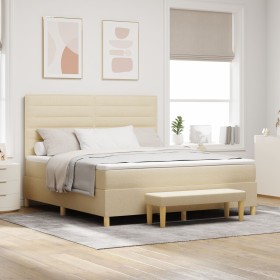 Cama Box Spring con Colchón y Banco Crema 180x200 cm Tela de , Camas y somieres - Ref: Foro24-3344245, Precio: 691,60 €, Desc...