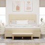 Cama Box Spring con Colchón y Banco Crema 180x200 cm Tela de , Camas y somieres - Ref: Foro24-3344245, Precio: 691,60 €, Desc...