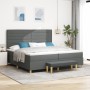Cama con somier con colchón y banco gris oscuro 200x200 cm de tela de , Camas y somieres - Ref: Foro24-3344248, Precio: 745,9...