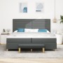 Cama con somier con colchón y banco gris oscuro 200x200 cm de tela de , Camas y somieres - Ref: Foro24-3344248, Precio: 745,9...