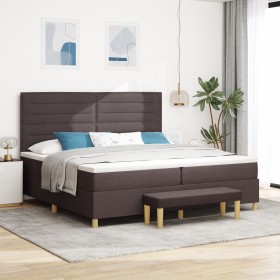 Cama Box Spring con Colchón y Banco Marrón Oscuro 200x200 cm Tela de , Camas y somieres - Ref: Foro24-3344250, Precio: 763,34...