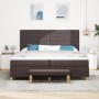 Cama Box Spring con Colchón y Banco Marrón Oscuro 200x200 cm Tela de , Camas y somieres - Ref: Foro24-3344250, Precio: 763,34...