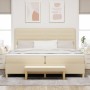 Cama con somier y colchón con banco Crema 200x200 cm Tela de , Camas y somieres - Ref: Foro24-3344252, Precio: 743,73 €, Desc...