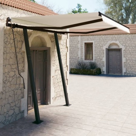 Toldo manual retráctil con postes color crema 3,5x2,5 m de vidaXL, Toldos - Ref: Foro24-3070117, Precio: 335,90 €, Descuento: %
