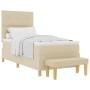 Cama Box Spring con colchón y banco Crema 90x200 cm Tela de , Camas y somieres - Ref: Foro24-3344273, Precio: 364,16 €, Descu...