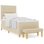 Cama Box Spring con colchón y banco Crema 90x200 cm Tela de , Camas y somieres - Ref: Foro24-3344273, Precio: 364,16 €, Descu...