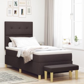 Cama Box Spring con colchón y banco Marrón Oscuro 100x200 cm Tela de , Camas y somieres - Ref: Foro24-3344278, Precio: 410,47...