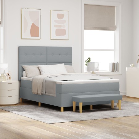 Cama con Base y Colchón y Banco Gris Claro 140x200 cm Tela de , Camas y somieres - Ref: Foro24-3344303, Precio: 536,86 €, Des...
