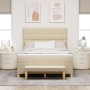 Cama con base y colchón crema 140x200 cm tela de , Camas y somieres - Ref: Foro24-3344308, Precio: 576,29 €, Descuento: %