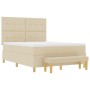 Cama con base y colchón crema 140x200 cm tela de , Camas y somieres - Ref: Foro24-3344308, Precio: 576,29 €, Descuento: %