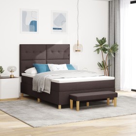 Cama Box Spring con colchón y banco Marrón Oscuro 160x200 cm Tela de , Camas y somieres - Ref: Foro24-3344313, Precio: 609,19...