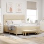 Cama con somier con colchón y banco Crema 180x200 cm de tela de , Camas y somieres - Ref: Foro24-3344322, Precio: 692,81 €, D...
