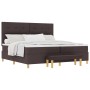 Cama con Base de Muelles con Colchón y Banqueta Marrón Oscura 200x200 cm Tela de , Camas y somieres - Ref: Foro24-3344327, Pr...