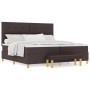 Cama con Base de Muelles con Colchón y Banqueta Marrón Oscura 200x200 cm Tela de , Camas y somieres - Ref: Foro24-3344327, Pr...