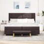 Cama con Base de Muelles con Colchón y Banqueta Marrón Oscura 200x200 cm Tela de , Camas y somieres - Ref: Foro24-3344327, Pr...