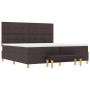 Cama con Base de Muelles con Colchón y Banqueta Marrón Oscura 200x200 cm Tela de , Camas y somieres - Ref: Foro24-3344327, Pr...