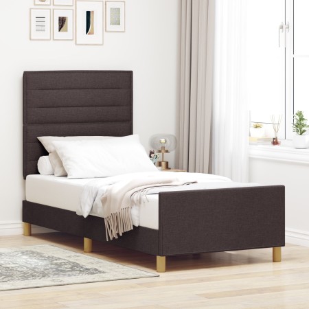 Estructura de Cama en Marrón Oscuro, 80x200 cm, Tela de , Camas y somieres - Ref: Foro24-3344609, Precio: 164,08 €, Descuento: %