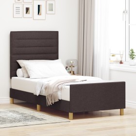 Estructura de Cama Marrón Oscuro 90x190 cm Tela de , Camas y somieres - Ref: Foro24-3344616, Precio: 143,36 €, Descuento: %