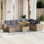 Set de sofás de jardín 9 pzas con cojines ratán sintético beige en Conjuntos de jardín | Comprar online en Foru.es