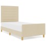 Estructura de Cama - Crema, 90x200 cm, Tela de , Camas y somieres - Ref: Foro24-3344625, Precio: 137,72 €, Descuento: %