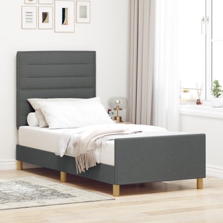 Estructura de Cama Gris Oscuro 100x200 cm Tela de , Camas y somieres - Ref: Foro24-3344628, Precio: 163,75 €, Descuento: %