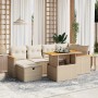 Set sofás de jardín 7 piezas y cojines ratán sintético beige en Conjuntos de jardín | Comprar online en Foru.es